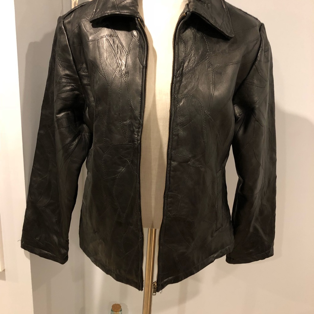 M. Collection Women's Black Leather Jacket